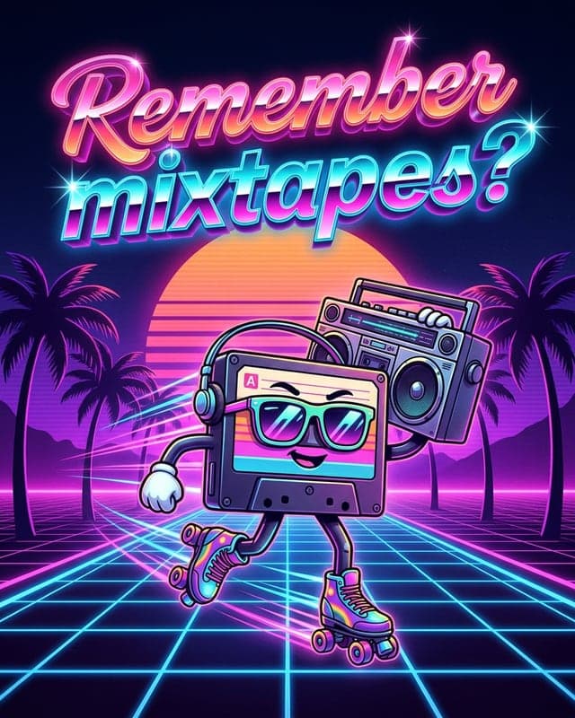 Example carousel cover in the '80s Neon style